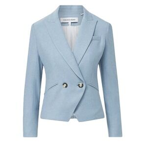 Veronica Beard Rickie Cropped Tailored Rickie Dickey Jacket Heather Smoke Blue 8